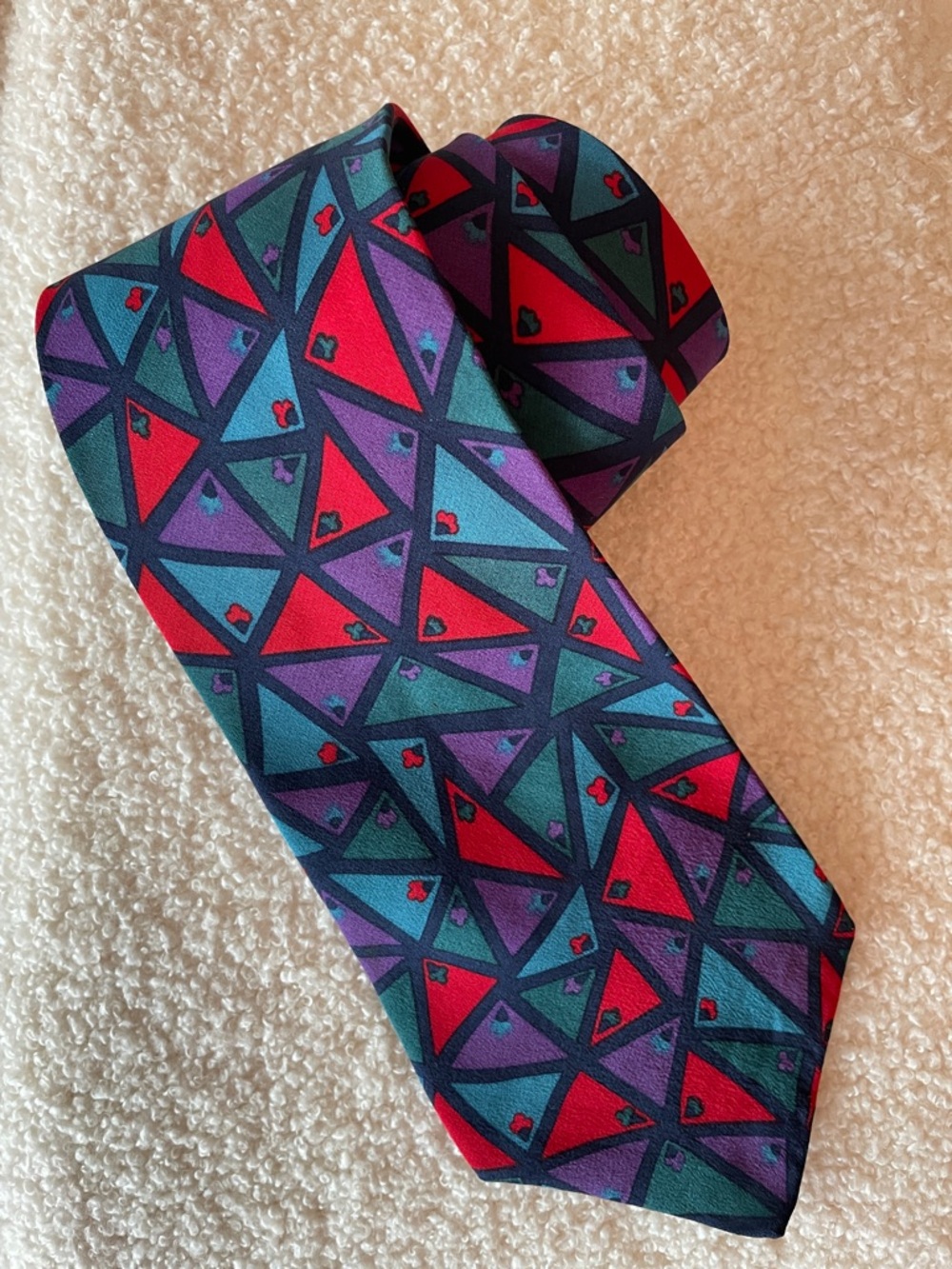 Missoni Cravatte Vintage Silk Tie Geometric Art Deco Print Made in Italy